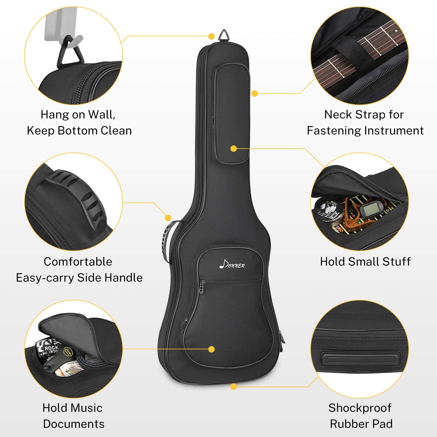 Donner 39 inch Electric Guitar Bag Gig Bag, 0.5 Inch Padded Sponge 600D Ripstop Waterproof Nylon Dustproof Soft Electric Guitar